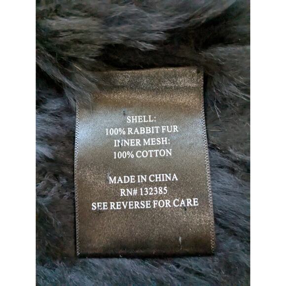 Love Token Rabbit Fur Sleeveless Cardigan Long Black Size Medium - Picture 6 of 7